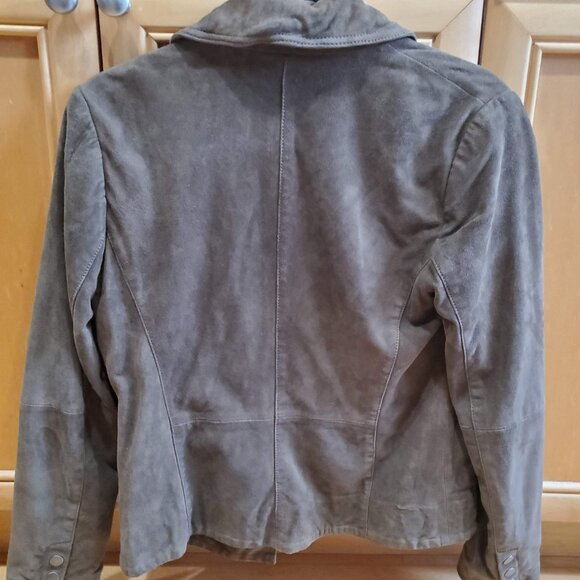 Lucky Brand Suede Trucker Jacket Olive/Army Green XS - Picture 2 of 4